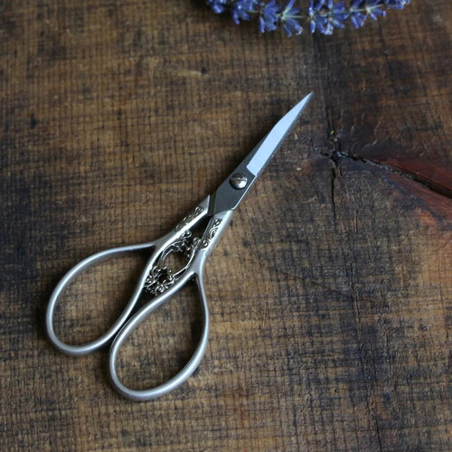 Never Not Knitting Floral Teardrop Scissors Antique Silver
