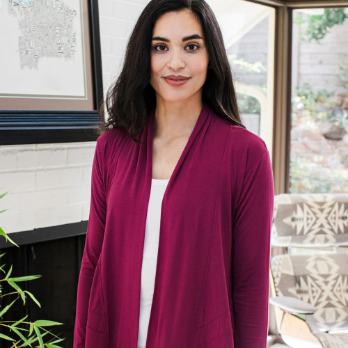 Yala Tatum Hi/Low Bamboo Cardigan Wrap Boysenberry S/M