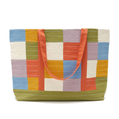 Anchal Canvas Tote Bag Checkered (Cloud)