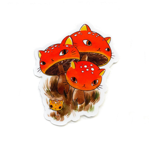 Stasia Burrington Vinyl Sticker Meowshroom Fly Agaric (Red)