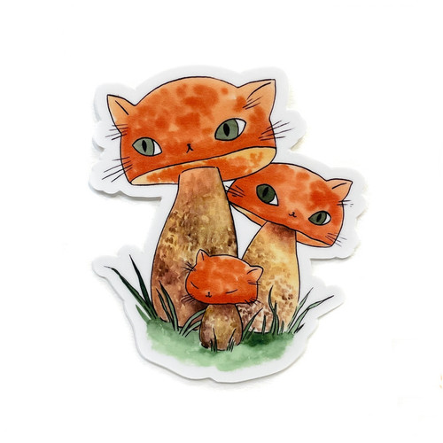 Stasia Burrington Vinyl Sticker Meowshroom Boletes (Light Brown)