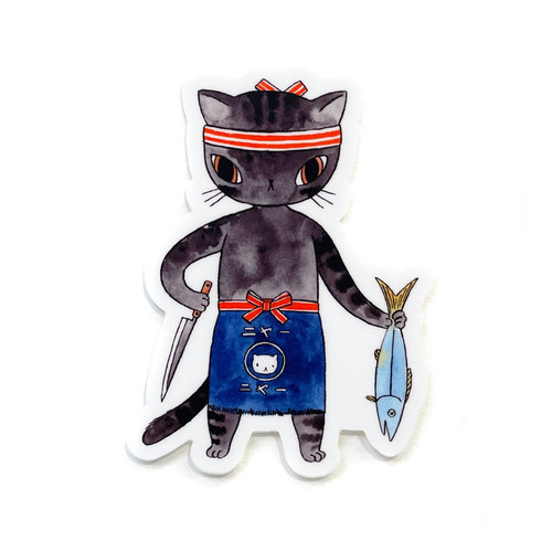 Stasia Burrington Vinyl Sticker Fishmonger Cat