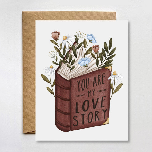 Fox & Fables Greeting Card (Love Story Floral Book)