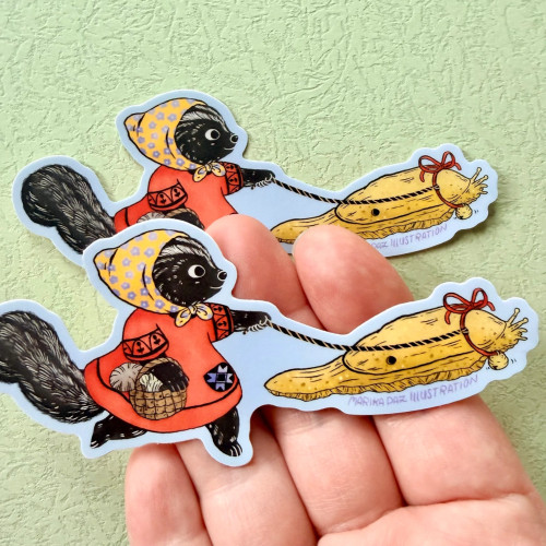 Marika Paz Sticker Skunk and Slug Go for a Walk
