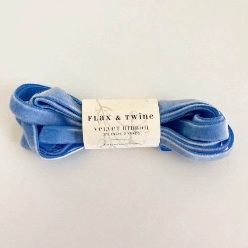 Flax & Twine Velvet Ribbon 3/8" 3yd Bluebell