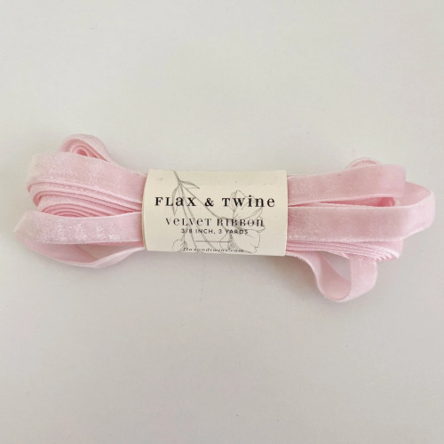 Flax & Twine Velvet Ribbon 3/8" 3yd Petal