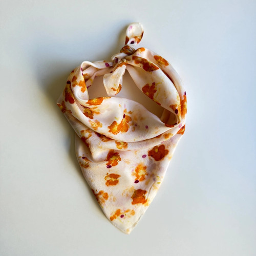 Vive Textiles Naturally Dyed Silk Bandana Cosmo Confetti (Cosmos, Cochineal)
