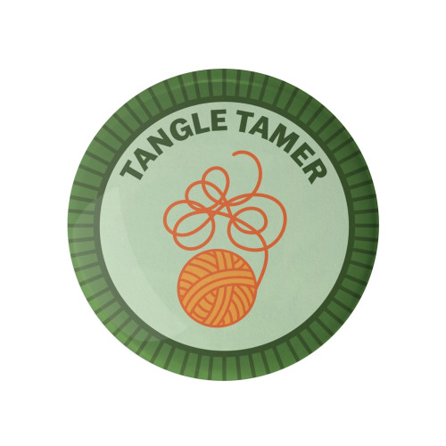 Camp Stitchwood Button Badge (Tangle Tamer)