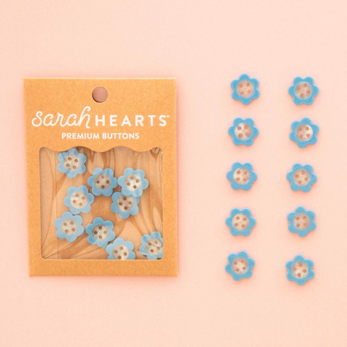 Sarah Hearts Buttons Small 5/8" (Blue Daisy)