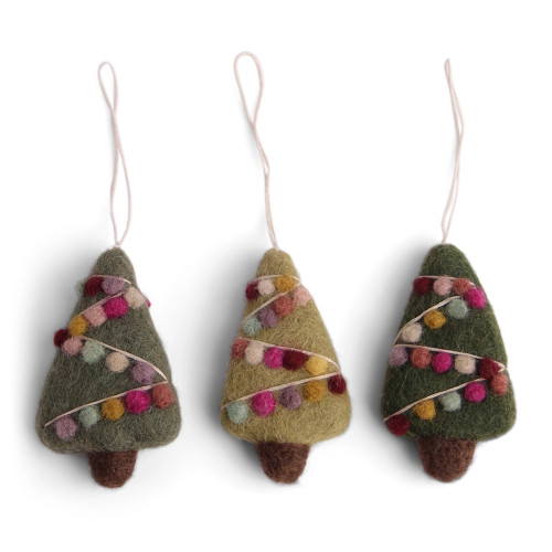 Gry and Sif Ornament Mini Christmas Trees w/ Decor (Set of 3)