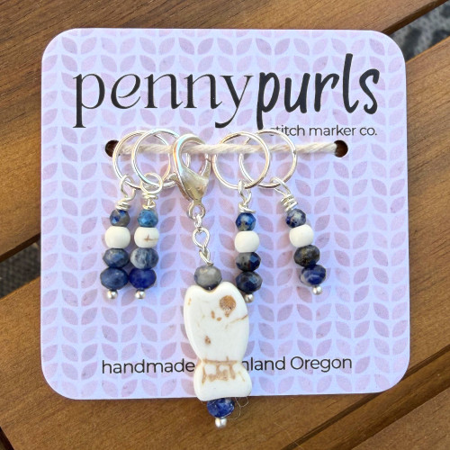 Penny Purls Stitch Marker Set of 5 Howlite Apatite