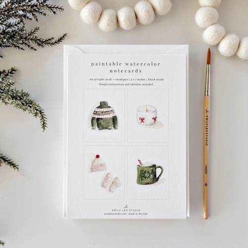 Emily Lex Studio Paintable Watercolor Notecard Set (Warm + Cozy)
