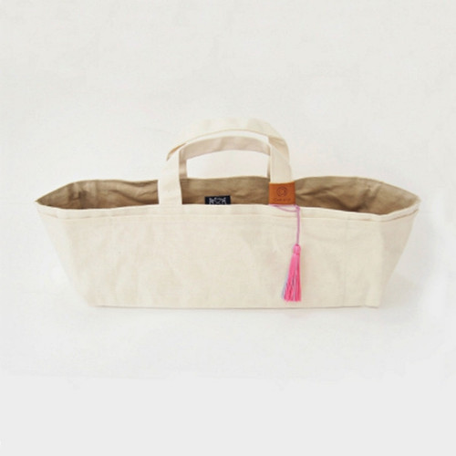 Cohana Waxed Canvas Tool Tote Natural with Pink Tassel-0