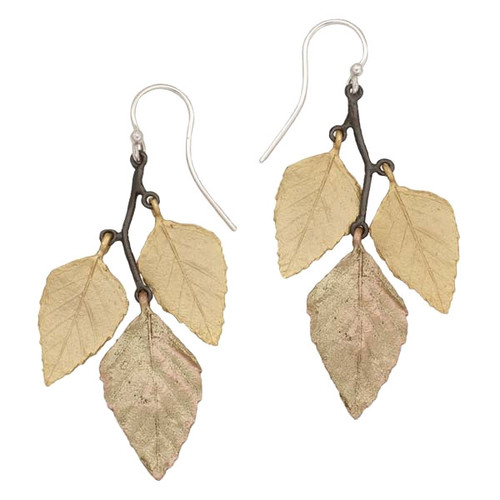 Michael Michaud Earrings Autumn Birch Triple Leaf