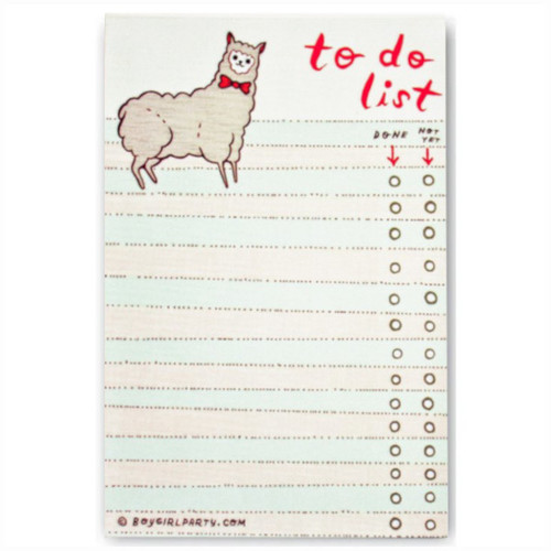 Boy Girl Party Notepad Llama To Do List