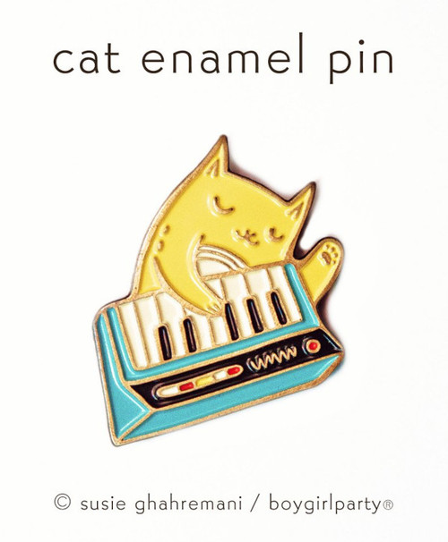 Boy Girl Party Enamel Pin 80s New Wave Funk Cat