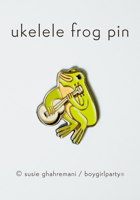 Boy Girl Party Enamel Pin Ukelele Frog