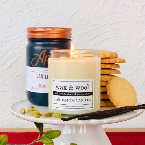 Wax and Wool Pure Soy Wax Candle Cardamom Vanilla