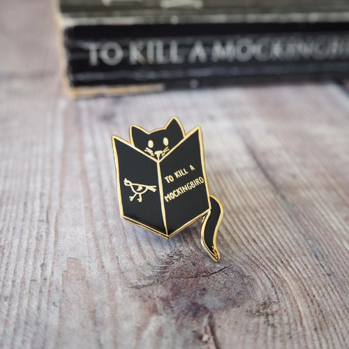 Literary Emporium Enamel Pin Reading Cat