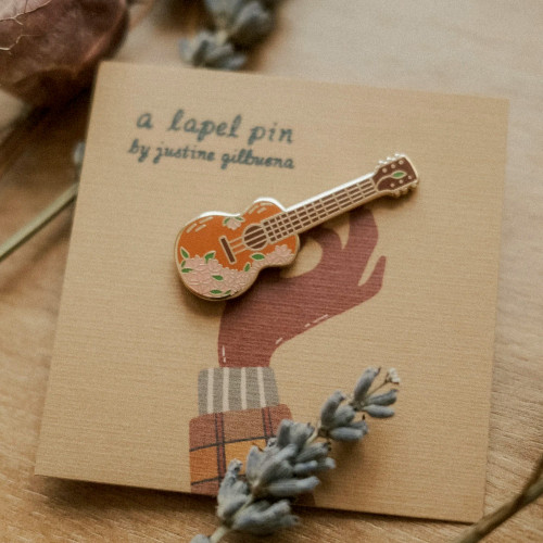 Justine Gilbuena Enamel Pin Guitar Bougainvillea