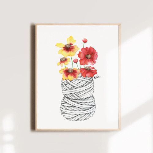 Katrinn Pelletier Art Print Wool and Coreopsis Bouquet
