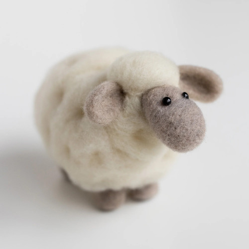 Felted Sky White Sheep Mini Sculpting with Wool Needle Felting Kit