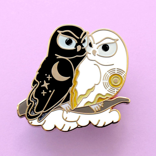 Glitter Punk Enamel Pin Day and Night Owls