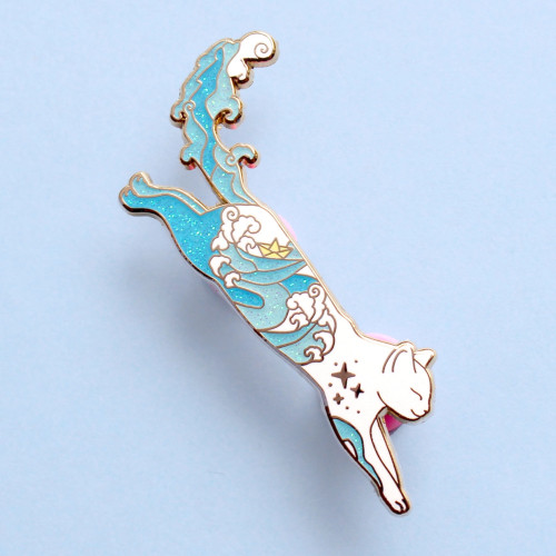 Glitter Punk Enamel Pin Sea Cat