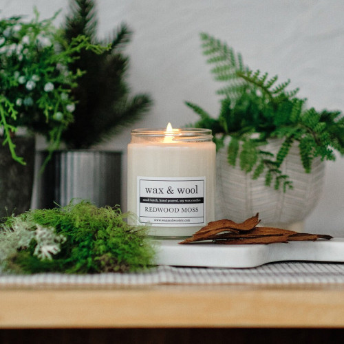 Wax and Wool Pure Soy Wax Candle Redwood Moss