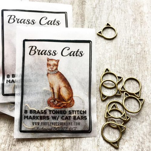 Firefly Notes Stitch Markers Brass Cats Large