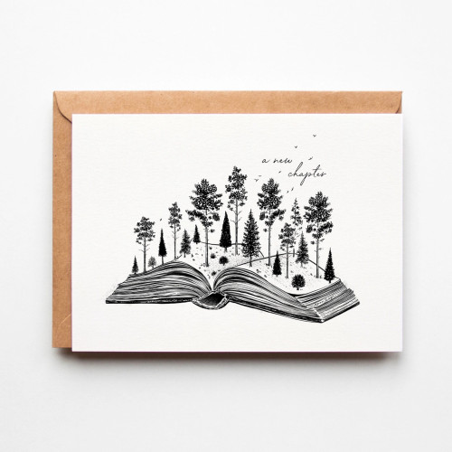 Kaari & Co. Greeting Card A New Chapter, Forested Book