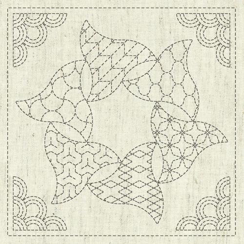 QH Textiles Sashiko Cloth Kaza-Guruma 05 (Greige)