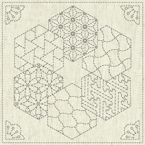 QH Textiles Sashiko Cloth Kaza-Guruma 02 (Griege)