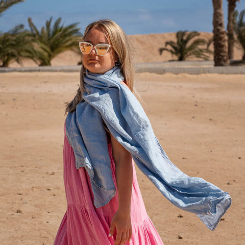 Menique Scarf Cloudy Blue (25.5x78.7")