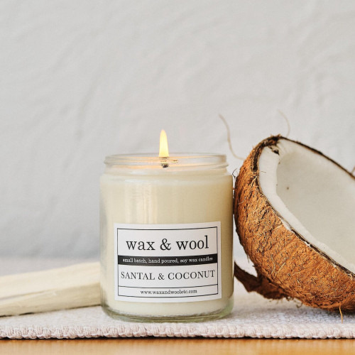 Wax and Wool Pure Soy Wax Candle Santal & Coconut