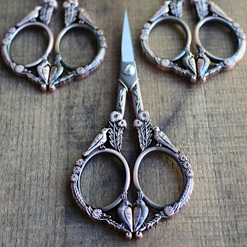 Never Not Knitting Feathered Friends Scissors Antique Copper