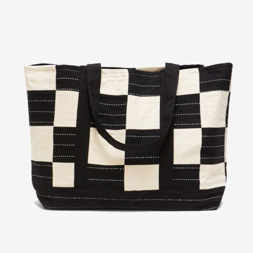 Anchal Canvas Tote Bag Checkered (Charcoal)