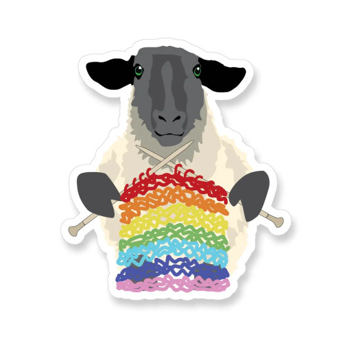 Apartment 2 Cards Vinyl Sticker Sheep Knitting Rainbow