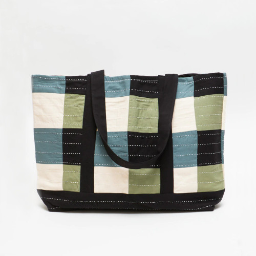 Anchal Canvas Tote Bag Checkered (Sage)