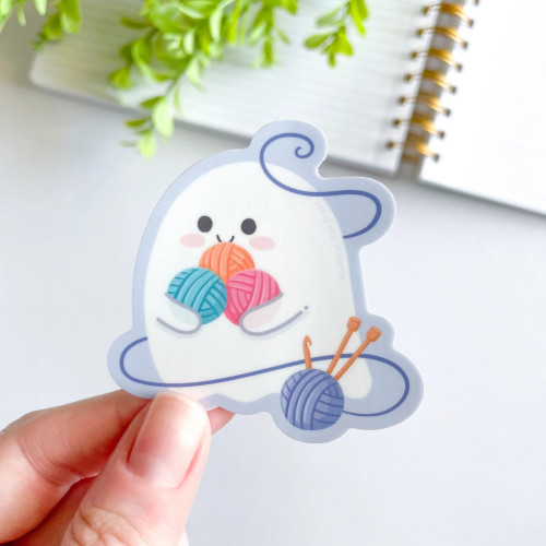 Studious Owl Press Vinyl Sticker Cute Ghost (Spooky Yarn Haul)