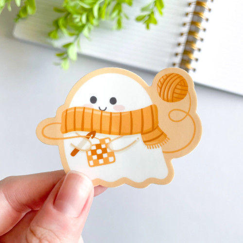 Studious Owl Press Vinyl Sticker Cute Ghost (Spooky Crocheter)