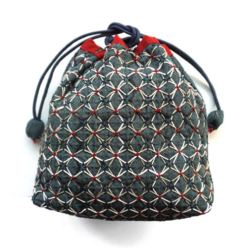 QH Textiles Weaving Sashiko Koki Drawstring Bag Half Kit (Blue)