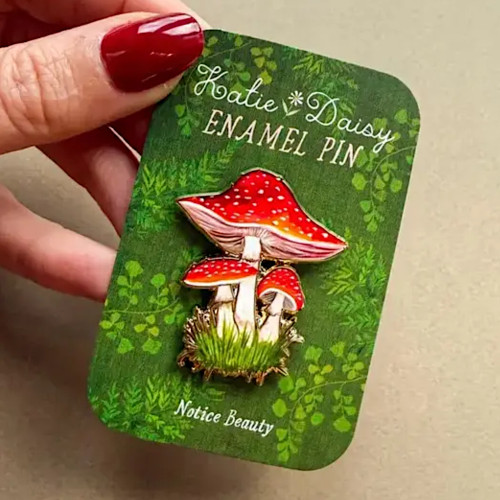 Katie Daisy Enamel Pin (Amanita Mushroom)