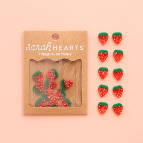 Sarah Hearts Buttons Small 5/8" (Strawberry)