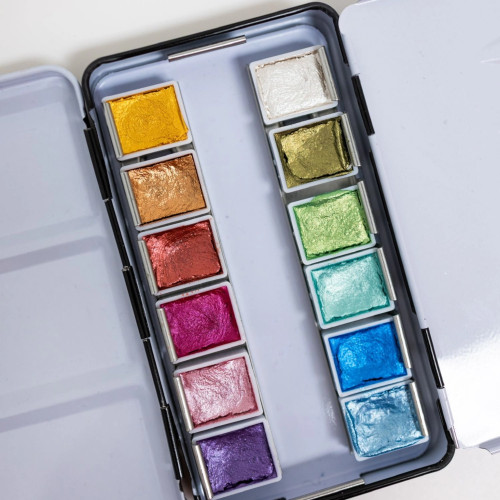 Bailey Rae Studio Watercolor Paint Palette (12 Color Travel Metallic)