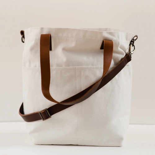 Twig & Horn Canvas Crossbody Tote (Oyster)