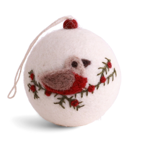 Gry and Sif Christmas Bauble (White w/Bird)