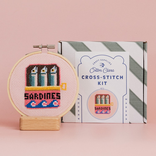 Cotton Clara Cross Stitch Kit (Sardines)