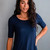 Yala Sandy Relaxed Fit Scoop Neck Short Sleeve Bamboo Top Navy S