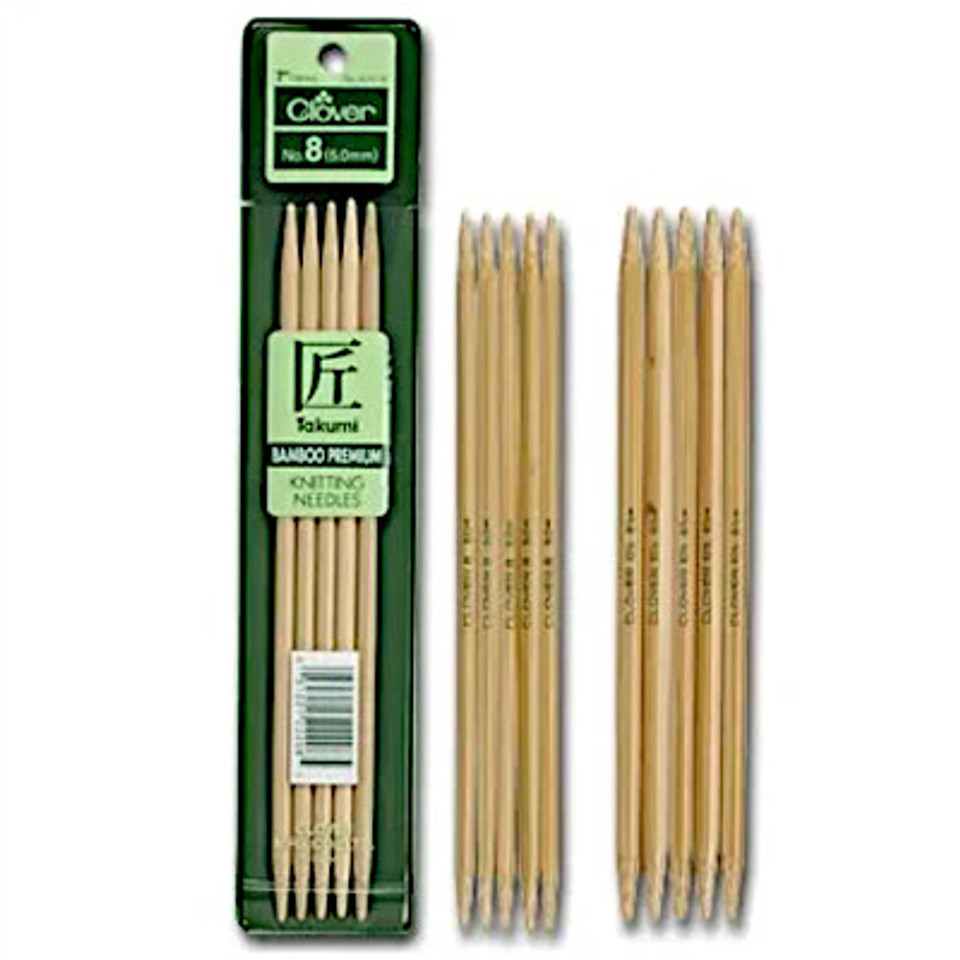 Clover Bamboo Double Point Knitting Needles 7 5/Pkg Size 8